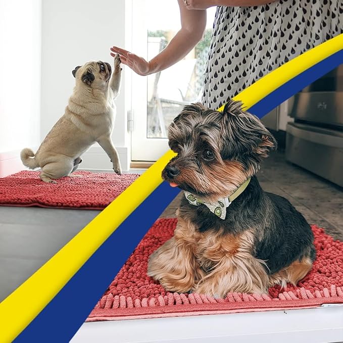 Muddy Mat® | Super Absorbent Door Mat Indoor, Microfiber Quick Dry Chenille Entryway Rug, Non-Slip Front Door Mat, Indoor Mats for Entryway, Machine Washable Pet Rug, Red 36"x72"