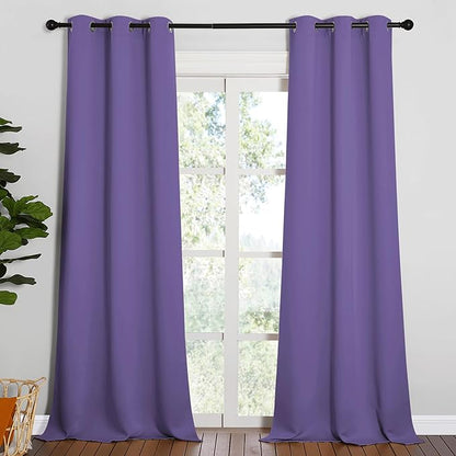 NICETOWN Patio Glass Door Blackout Curtains - Privacy Panel Drapes for Dining Room, Guest Room & Bedroom (Lilac Purple, 42" Wide x 95" Long, 1 Pair)