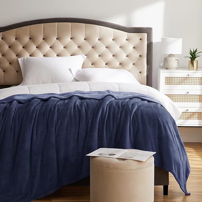 KMUSET Fleece Blanket King Size Navy Lightweight Super Soft Cozy Luxury Microfiber Bed Blanket for All Seasons