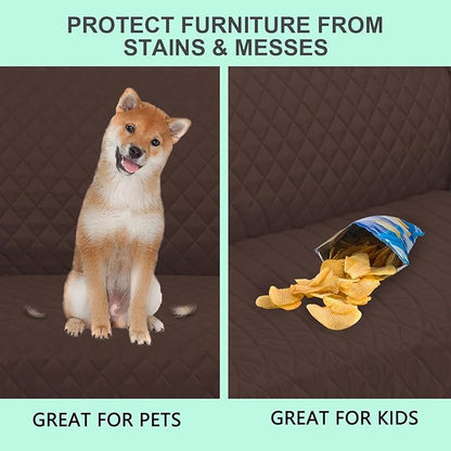 Reversible Oversized Sofa Covers Couch Cover Furniture Protector for Dogs Elastic Straps Water Resistant(XLSofa Chocolate/Taupe)
