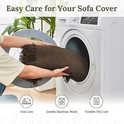 HOMERILLA Sectional Couch Covers for Sectional Sofa L Shaped Couch Cover Blanket 2 Pieces Sofa Covers Sectional Couch Cover L Shape Furniture Protector (Chocolate, X-Large)