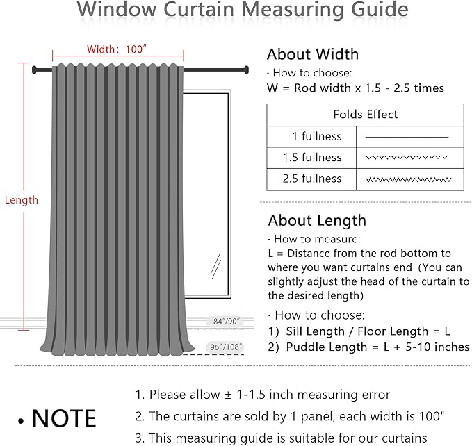 MYSKY HOME White Curtains 84 Inch Length for Living Room, Semi Sheer Window Drapes for Doorways Sliding Glass Door Cotton Blend Soft Touch Light Filtering 1 Panel, 100" Wide per Panel, White