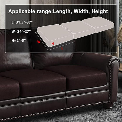 Leather Look Couch Cushion Covers Sofa Seat Slipcovers Sets Couches Furniture Protector for Sectional Armchair Loveseat Pets Kids Stretch Spandex Fabric (3 Cushion XL Sofa, Chocolate)