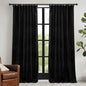 RYB HOME Velvet Blackout Curtains for Bedroom - Black Super Soft Room Darkening Thermal Insulating Window Drapes for Living Room Dining Backdrop, W 52 x L 90 inch, 2 Panels