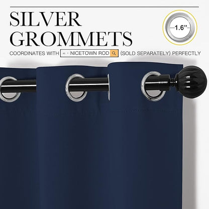 NICETOWN Navy Blackout Curtains 86" Long for Living Room, Thermal Insulated Window Treatment Light Reducing Room Darkening Drapes for Boys Kids Bedroom, Classroom, Apartment (55" W x 86” L, Set of 2)