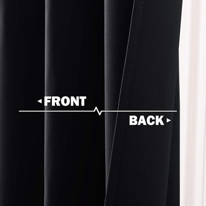 NICETOWN Black Small Window Curtains - Thermal Insulated Home Decor Blackout Grommet Halloween Curtains Drapes for Cafe, Kitchen, Laundry (42W by 36L 1.2 inches Header, Black, 2 Pieces)