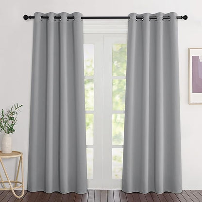 NICETOWN Silver Grey Curtains 84 inch Length 2 Panels, Grommet Thermal Insulated Window Treatments Light & Sound Reducing Drapes for Living Room/Bedroom, W46 x L84