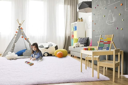 TWINNIS Super Soft Shaggy Rugs Fluffy Carpets, 4x5.9 Feet, Indoor Modern Plush Area Rugs for Living Room Bedroom Kids Room Nursery Home Decor, Upgrade Anti-Skid Rectangular Fuzzy Rug, White