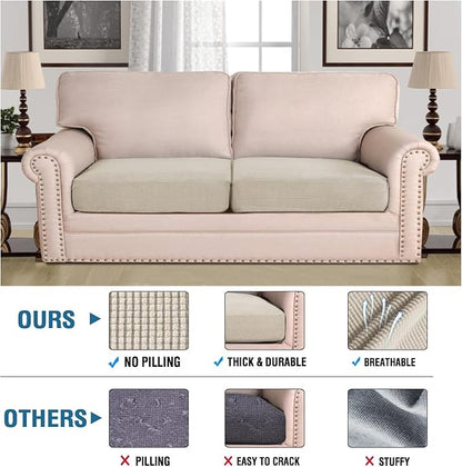 H.VERSAILTEX Super Stretch Individual Seat, Sofa Covers Couch , cushion covers Slipcover Sets Thick Jacquard Textured Twill Fabric (2 Piece Large Sofa cushion covers, Island Fossi)