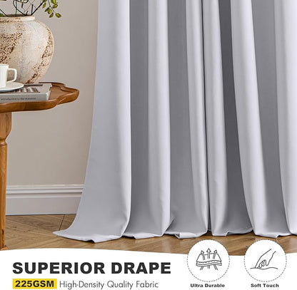 MIULEE Bedroom Blackout Curtains Thermal Insulated Room Darkening Drapes for Living Room Kitchen Grommet Top Light Blocking Window Treatment Curtains, 40 x 45 Inches Long, 2 Panels, Greyish White