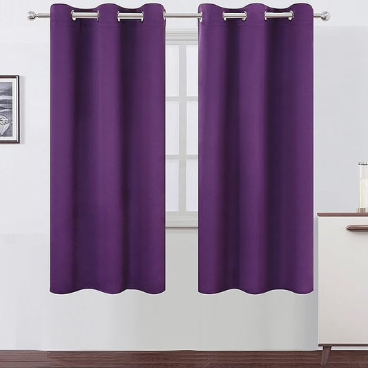 LEMOMO Purple Thermal Blackout Curtains/42 x 72 Inch/Set of 2 Panels Room Darkening Curtains for Bedroom