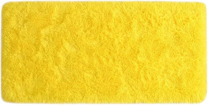 Amearea Shag Fluffy Small Rug, 2x4 Feet Throw Rugs for Bedroom Girls Living Room, Extra Soft and Fuzzy Shaggy Carpet, Non Slip, Solid Color Nursery Home Floor Decor Carpets, Yellow