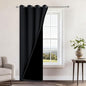 Yakamok 100% Blackout Curtains 96 Inches Long, 2 Thick Layers Heat and Full Light Blocking Soft Thermal Insulated Drapes for Bedroom(52" Wide Each Panel, Black, 1 Panel)