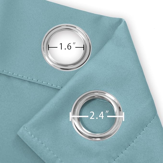 LEMOMO Stone Blue Blackout Curtains 52 x 63 Inch Length/Set of 2 Curtain Panels/Thermal Insulated Room Darkening Curtains for Bedroom and Living Room