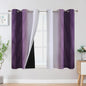 Estelar Textiler Purple and Greyish White Ombre Blackout Curtains 54 Inch Length 2 Panels, Full Room Darkening Gradient Drapes for Kitchen,Thermal Insulated Grommet Short Curtains for Bathroom,42Wx54L