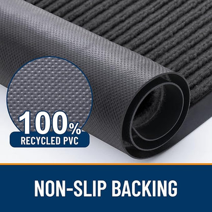OLANLY Front Door Mat Indoor Outdoor Entrance, Waterproof Heavy Duty Doormat, Fade Resistant, Low Profile, Easy Clean Patio Porch Welcome Floor Mats for Entry, 71x34, Charcoal Grey