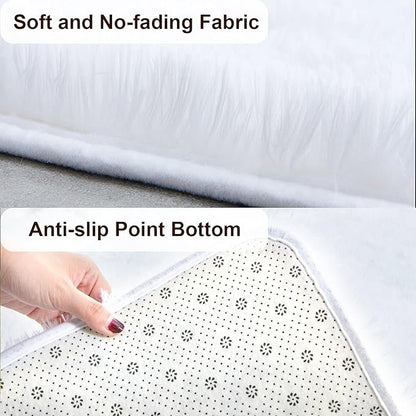 TWINNIS Super Soft Shaggy Rugs Fluffy Carpets 9x12 Feet, Indoor Modern Plush Area Rugs for Living Room Bedroom Kids Room Nursery Home Decor, Upgrade Anti-Skid Fuzzy Rug, White