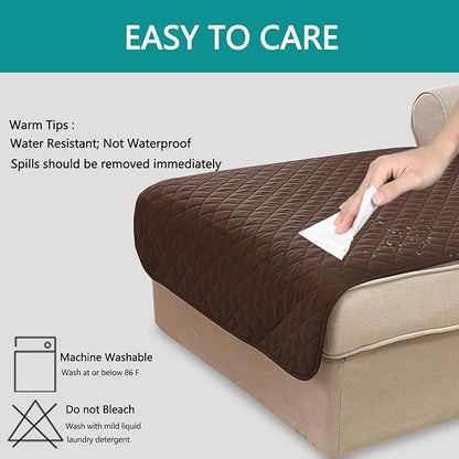 U-NICE HOME Sectional Couch Cover for Dogs Pets Chaise Lounge Reversible Sofa Cover Furniture Protector with Elastic Adjustable Strap, Chocolate