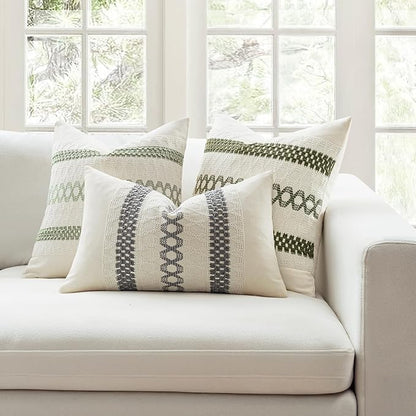 MIULEE Set of 2 Gray Boho Decorative Lumbar Pillow Covers 12x20 Inch Farmhouse Rustic Couch Throw Pillows Modern Cotton Cushion Covers Retro Cute Macrame Woven Spring Home Decor for Bed Sofa Chair