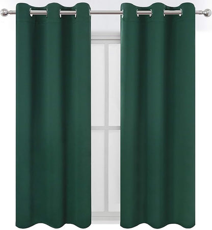 LEMOMO Green Blackout Curtains 40 x 63 Inch Length/Set of 2 Curtain Panels/Thermal Insulated Room Darkening Blackout Curtains for Bedroom