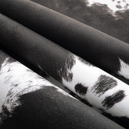 AROGAN 8x10 Feet Faux Cowhide Area Rugs for Living Room, Animal Skins Cow Hide Rug for Bedroom, Cool Western Christmas Decor, Thin Leather Cow Hide Carpets Fireplace Rug, Black