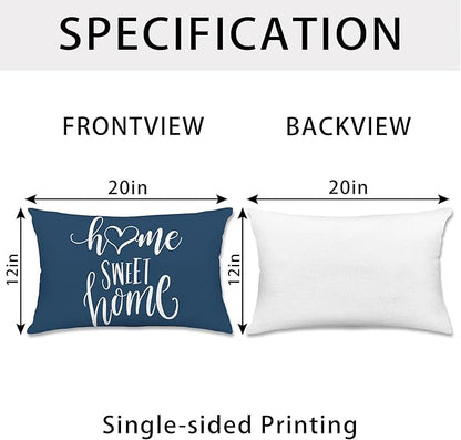 Hexagram Geometric Blue Pillow Covers 12x20 Set of 4, Decorative Outdoor Boho Modern Throw Pillow Covers, Home Sweet Home Farmhouse Cushion Case for Couch Sofa Bedroom Indoor Decor(No Insert)