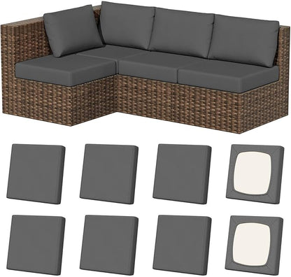 8Pcs Stretch Patio Cushion Covers, Outdoor Couch & Sofa Replacement Slipcovers for Patio Furniture Cushion Covers, Washable Reusable Furniture Protector