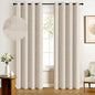 100% Blackout Shield Linen Blackout Curtains for Bedroom, Butter Cream Grommet Curtains for Living Room, Thermal Insulated Room Darkening Drapes for Nursery, Boho Home Decor, 50" W x 63" L, 2 Panels