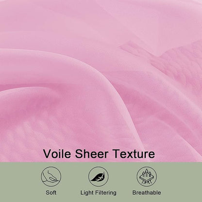 OWENIE Sheer Pink Curtains 108 Inches Long for Living Room Bedroom 2 Panels Set, Lightweight Airy Pink Sheer Curtain, Filmy Voile Rod Pocket, 2 PCS, Each 59" W x 108" L