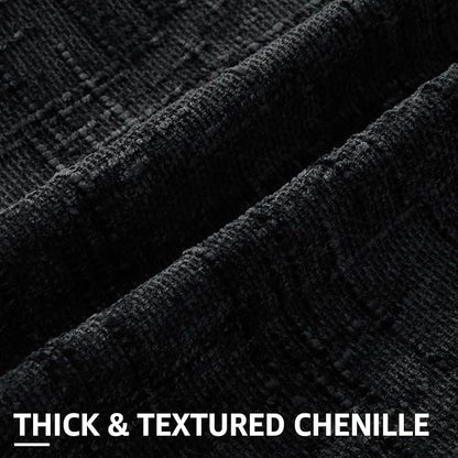 decorUhome Black Chenille Euro Sham Throw Pillow Covers 24x24 Set of 2 Textured Soft Cozy Slubby Couch Pillow Covers Modern Farmhouse Boho Decorative Pillow Cases for Bed Sofa Living Room