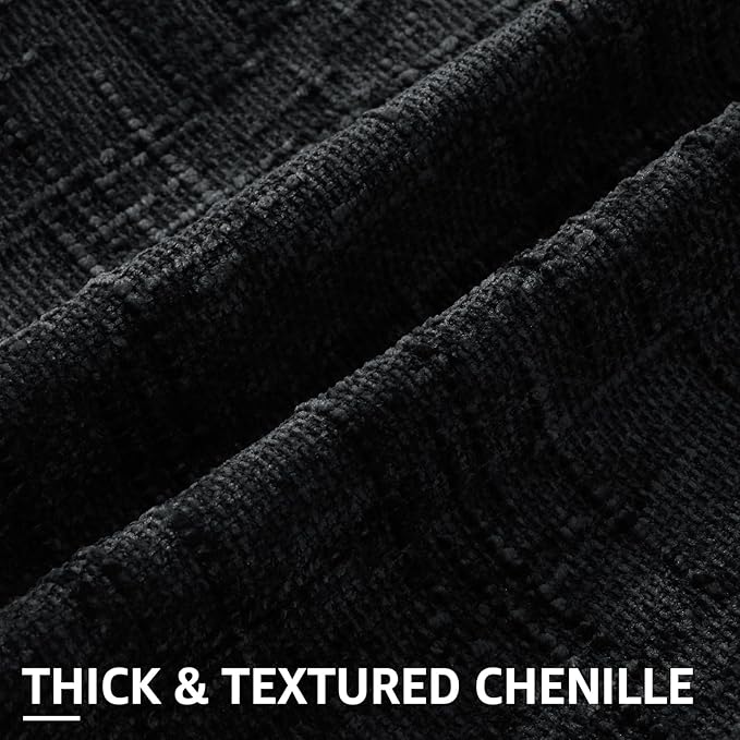 decorUhome Black Chenille Throw Pillow Covers 16x16 Set of 2 Textured Soft Cozy Slubby Couch Pillow Covers Modern Farmhouse Boho Decorative Pillow Cases for Bed Sofa Living Room
