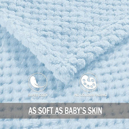 Exclusivo Mezcla Fleece Throw Blanket Extra Large, Super Soft and Warm Blankets for Couch, Sofa and Bed Waffle Textured, Cozy, Fuzzy and Lightweight (Light Blue, 50x70 Inches)