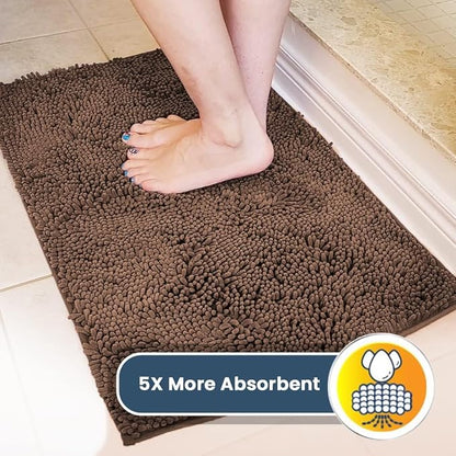 Muddy Mat® | Super Absorbent Door Mat Indoor, Microfiber Quick Dry Chenille Entryway Rug, Non-Slip Front Door Mat, Indoor Mats for Entryway, Machine Washable Pet Rug, Brown 36"x60"