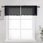 OWENIE Black Sheer Kitchen Valance for Windows Set of 2, Small Modern Rod Pocket Voile Valance Curtain Window Treatment Decor for Living Room Bathroom Cafe Laundry Basement, 42" W x 14" L