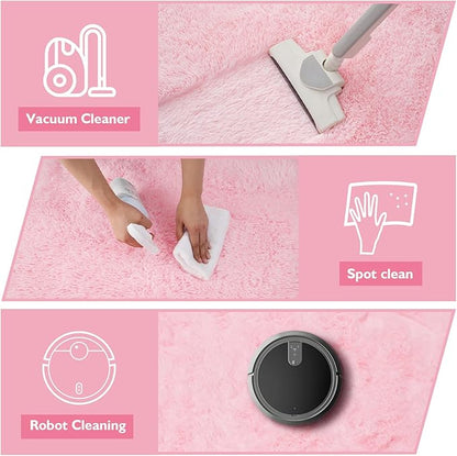 Shag Area Rug for Bedroom 3x5,Pink Fluffy Area Rugs for Living Room,Soft Fuzzy Rug Non-Shedding Indoor Plush Carpet for Kids Bedroom Nursery Dorm Home Decor