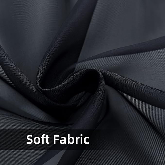 youleyar Solid Sheer Rod Pocket Curtain Voile Draperies 2 Panels White Beige Black Grey Coffee 52 Inch Width 54 Inch Long 1 Pair for Kitchen Bedroom Children Living Room Yard(Charcoal Grey,52Wｘ54L)