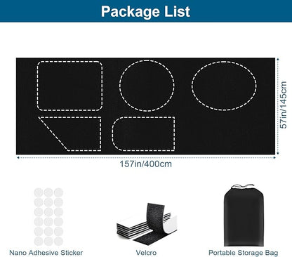 100% Blackout Curtains for Bedroom, Portable DIY Window Blinds, No Drill Window Shades & Blackout Blinds with Stickers & Tabs for Travel, Dorm Room, Media Room (157" x 57")
