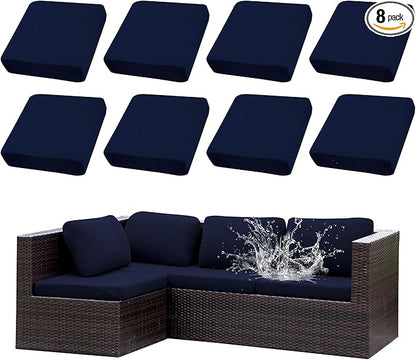 Outdoor Cushion Covers Set,8PCS Patio Furniture Couch Seat Slipcovers, Replacement for Sofa Sectional Chair(Cover，Only)