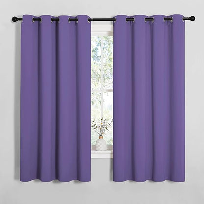NICETOWN Bedroom Curtain Panels Blackout Draperies, Thermal Insulated Solid Grommet Blackout Curtains/Drapes (Lilac Purple, 1 Pair, 55 by 68-inch)