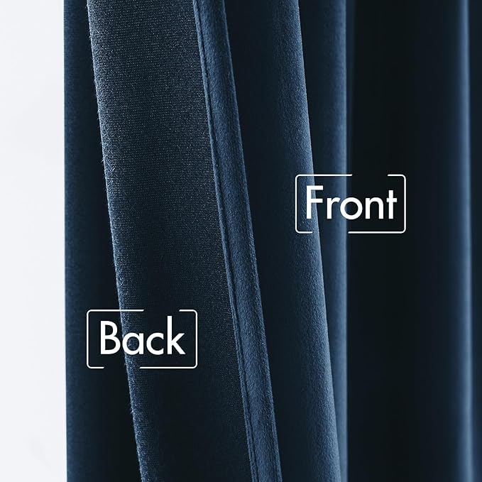 MIULEE Velvet Curtains 108 inches - Luxury Blackout Curtains for Bedroom Living Room Thermal Insulated Super Soft Window Drapes Rod Pocket & Back Tab, Navy Blue, W52 x L108 inches, 2 Panels