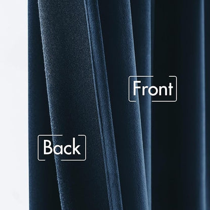 MIULEE Velvet Curtains 108 inches - Luxury Blackout Curtains for Bedroom Living Room Thermal Insulated Super Soft Window Drapes Rod Pocket & Back Tab, Navy Blue, W52 x L108 inches, 2 Panels