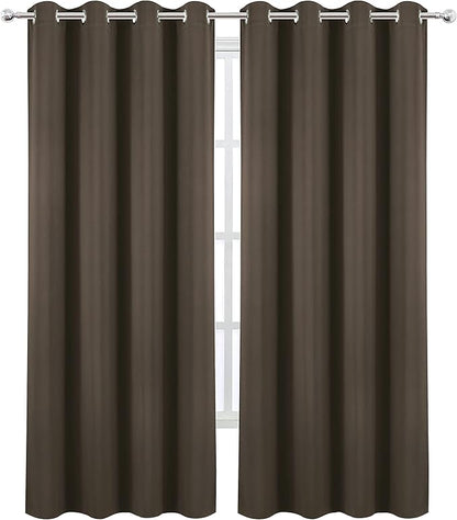 LEMOMO Blackout Curtains 66 x 84 inch/Chocolate Brown Curtains Set of 2 Panels/Thermal Insulated Room Darkening Bedroom Curtains