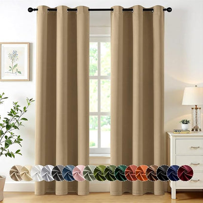 MIULEE Taupe Brown Blackout Curtains for Bedroom Living Room 72 Inches Long 2 Panels, Thermal Insulated Room Darkening Drapes Solid Grommet Noise Reduction Light Blocking Window Treatments 40x72 Inch