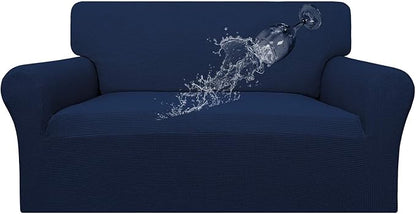 Easy-Going 100% Waterproof Loveseat Couch Cover, Dual Waterproof Sofa Cover, Stretch Jacquard Sofa Slipcover, Leakproof Furniture Protector for Kids, Pets, Dog and Cat (Loveseat, Navy)