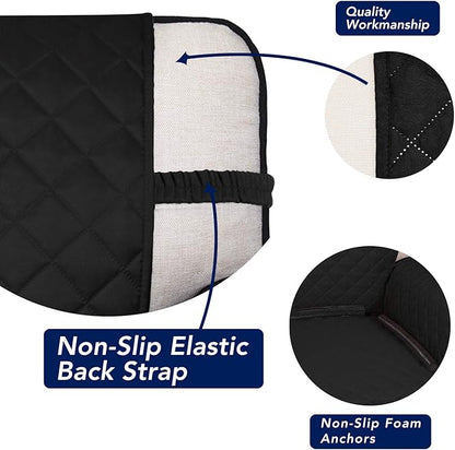 PureFit Reversible Quilted Sofa Cover, Water Resistant Slipcover Furniture Protector, Washable Couch Cover with Non Slip and Elastic Straps for Kids, Dogs, Pets (Chair, Black/Beige)