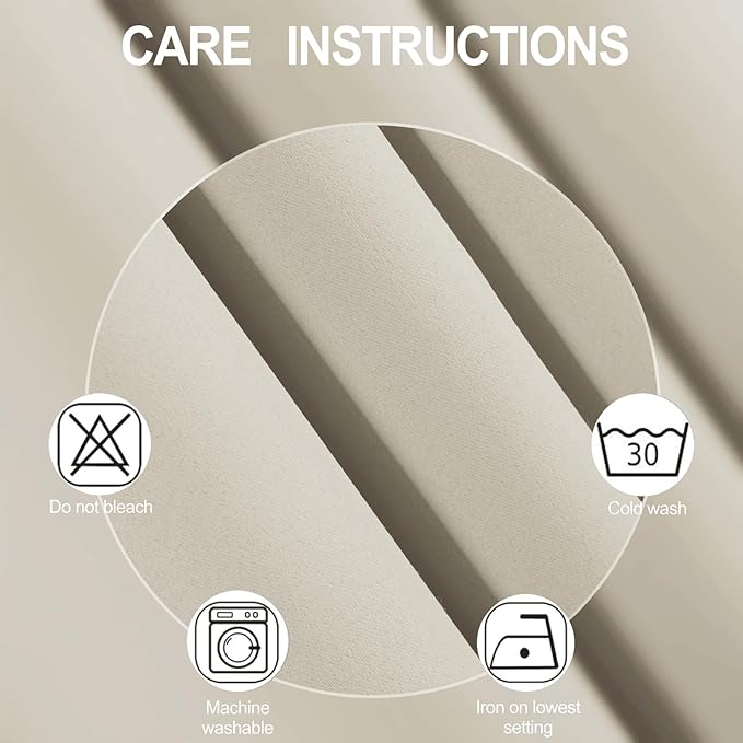 LEMOMO Blackout Curtains 66 x 95 inch/Light Beige Curtains Set of 2 Panels/Thermal Insulated Room Darkening Bedroom Curtains