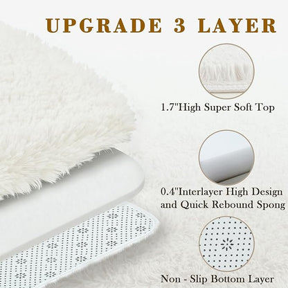 Area Rugs 10x14 Living Room, Shaggy Carpet Soft Plush Furry Bedside Rug Large Area Rugs for Bedroom Kids Girls Boys Home Decor Anti Slip(10 x 14, Cream)