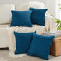 Fancy Homi 4 Packs Teal Decorative Throw Pillow Covers 22x22 Inch for Living Room Couch Bed Sofa, Rustic Farmhouse Boho Home Decor, Soft Striped Corduroy Square Cushion Case 55x55 cm
