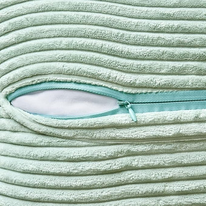 MIULEE Decorative Throw Pillow Covers for Couch Bed Livingroom 18x18 Inch Set of 2 Mint Green Boho Accent Throw Pllows Broadside Striped Patchwork Soft Corduroy Summer Pillowcases