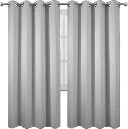 LEMOMO Light Grey Thermal Blackout Curtains/52 x 72 Inch/Set of 2 Panels Room Darkening Curtains for Bedroom
